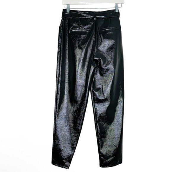 Who What Wear Vinylcore High Waisted Shiny Faux Leather Belted Pants Sz 2 - Picture 3 of 12
